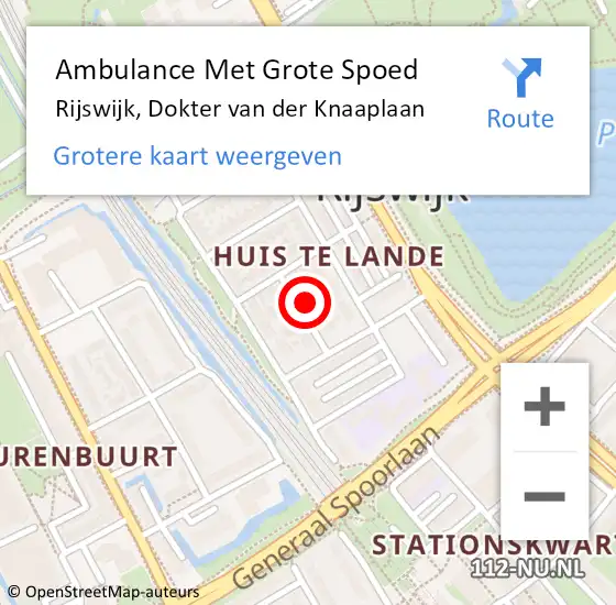 Locatie op kaart van de 112 melding: Ambulance Met Grote Spoed Naar Rijswijk, Dokter van der Knaaplaan op 19 augustus 2021 16:08
