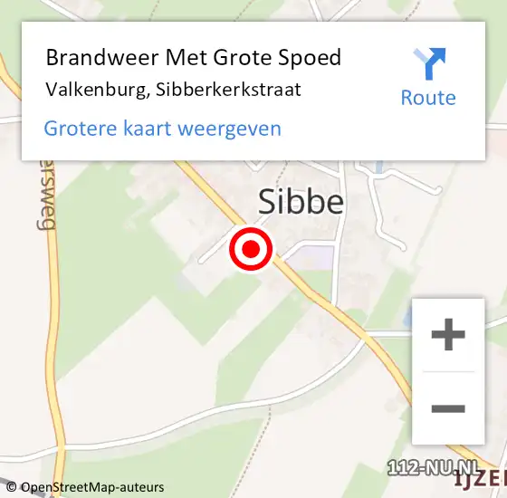 Locatie op kaart van de 112 melding: Brandweer Met Grote Spoed Naar Valkenburg, Sibberkerkstraat op 19 augustus 2021 16:12