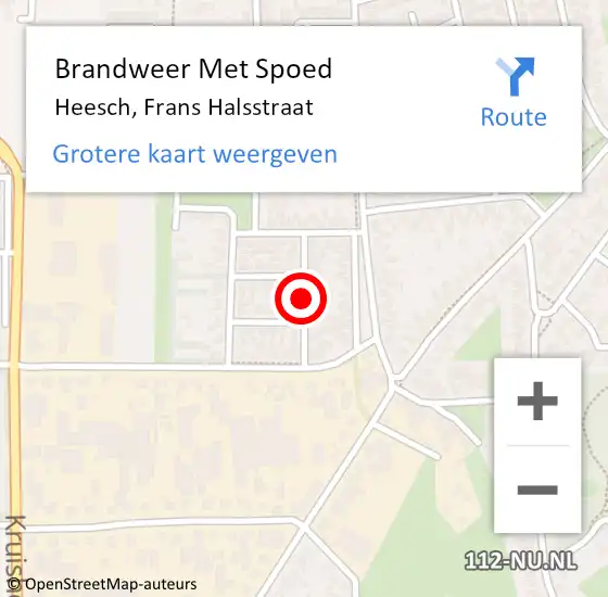 Locatie op kaart van de 112 melding: Brandweer Met Spoed Naar Heesch, Frans Halsstraat op 19 augustus 2021 16:27