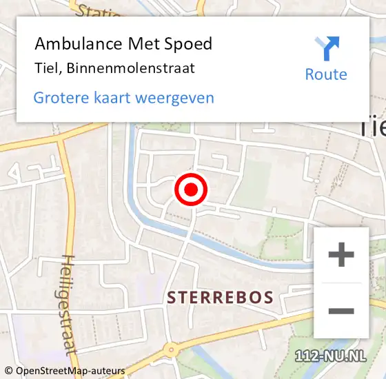 Locatie op kaart van de 112 melding: Ambulance Met Spoed Naar Tiel, Binnenmolenstraat op 19 augustus 2021 16:46