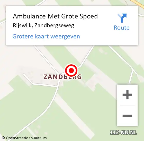 Locatie op kaart van de 112 melding: Ambulance Met Grote Spoed Naar Rijswijk, Zandbergseweg op 19 augustus 2021 17:08