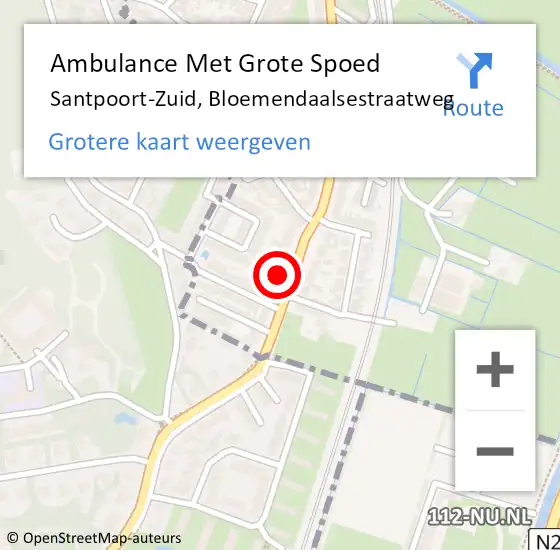 Locatie op kaart van de 112 melding: Ambulance Met Grote Spoed Naar Santpoort-Zuid, Bloemendaalsestraatweg op 19 augustus 2021 17:17