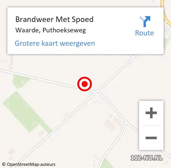 Locatie op kaart van de 112 melding: Brandweer Met Spoed Naar Waarde, Puthoekseweg op 19 augustus 2021 17:32