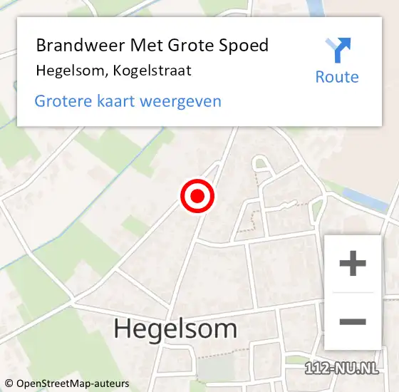 Locatie op kaart van de 112 melding: Brandweer Met Grote Spoed Naar Hegelsom, Kogelstraat op 19 augustus 2021 17:46