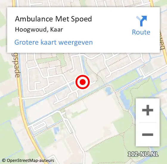 Locatie op kaart van de 112 melding: Ambulance Met Spoed Naar Hoogwoud, Kaar op 19 augustus 2021 17:47