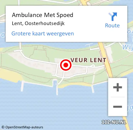 Locatie op kaart van de 112 melding: Ambulance Met Spoed Naar Lent, Oosterhoutsedijk op 19 augustus 2021 18:03