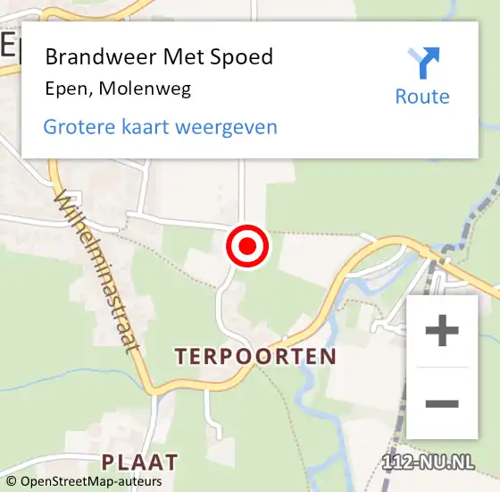 Locatie op kaart van de 112 melding: Brandweer Met Spoed Naar Epen, Molenweg op 19 augustus 2021 18:06