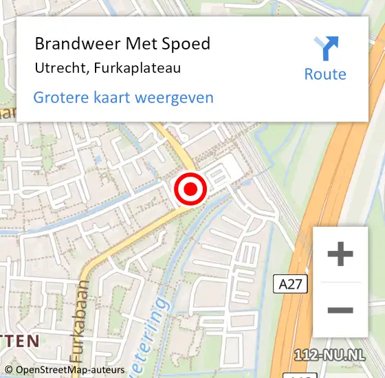 Locatie op kaart van de 112 melding: Brandweer Met Spoed Naar Utrecht, Furkaplateau op 19 augustus 2021 18:10