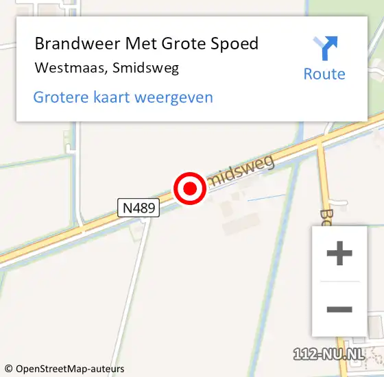 Locatie op kaart van de 112 melding: Brandweer Met Grote Spoed Naar Westmaas, Smidsweg op 20 juni 2014 09:22