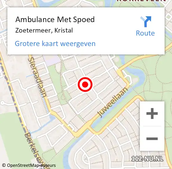 Locatie op kaart van de 112 melding: Ambulance Met Spoed Naar Zoetermeer, Kristal op 19 augustus 2021 18:19