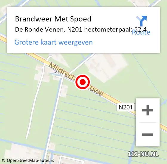 Locatie op kaart van de 112 melding: Brandweer Met Spoed Naar De Ronde Venen, N201 hectometerpaal: 52,4 op 19 augustus 2021 18:37