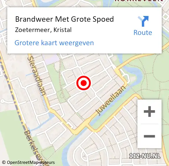 Locatie op kaart van de 112 melding: Brandweer Met Grote Spoed Naar Zoetermeer, Kristal op 19 augustus 2021 18:46