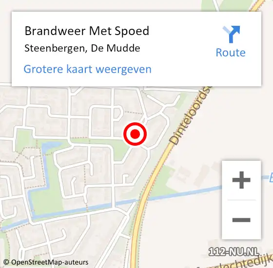 Locatie op kaart van de 112 melding: Brandweer Met Spoed Naar Steenbergen, De Mudde op 19 augustus 2021 18:52