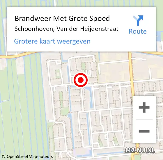 Locatie op kaart van de 112 melding: Brandweer Met Grote Spoed Naar Schoonhoven, Van der Heijdenstraat op 19 augustus 2021 18:54