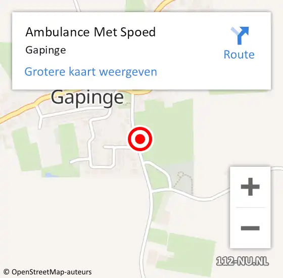 Locatie op kaart van de 112 melding: Ambulance Met Spoed Naar Gapinge op 19 augustus 2021 20:23