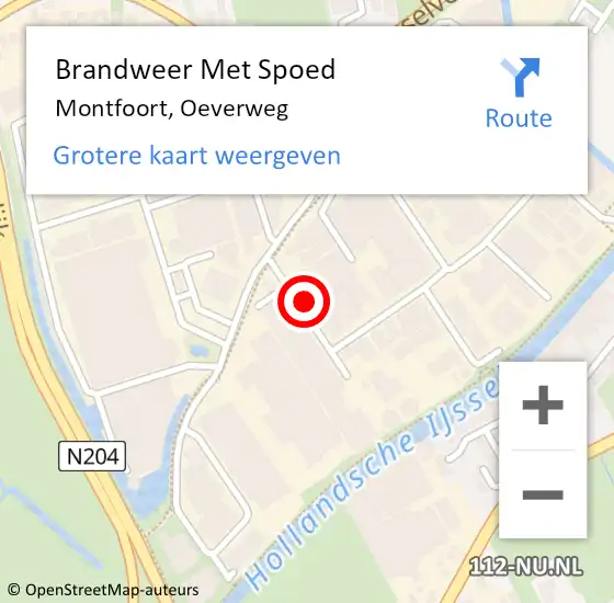 Locatie op kaart van de 112 melding: Brandweer Met Spoed Naar Montfoort, Oeverweg op 19 augustus 2021 20:41