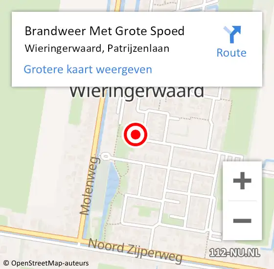 Locatie op kaart van de 112 melding: Brandweer Met Grote Spoed Naar Wieringerwaard, Patrijzenlaan op 20 juni 2014 09:31