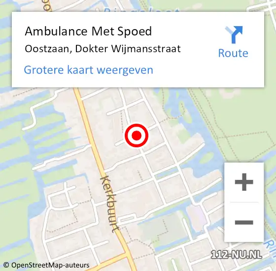 Locatie op kaart van de 112 melding: Ambulance Met Spoed Naar Oostzaan, Dokter Wijmansstraat op 19 augustus 2021 20:52