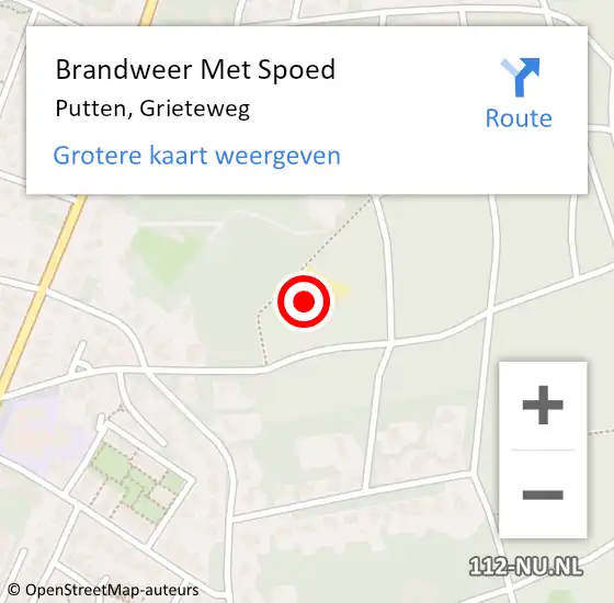 Locatie op kaart van de 112 melding: Brandweer Met Spoed Naar Putten, Grieteweg op 19 augustus 2021 21:21