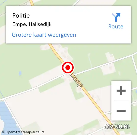 Locatie op kaart van de 112 melding: Politie Empe, Hallsedijk op 19 augustus 2021 21:22