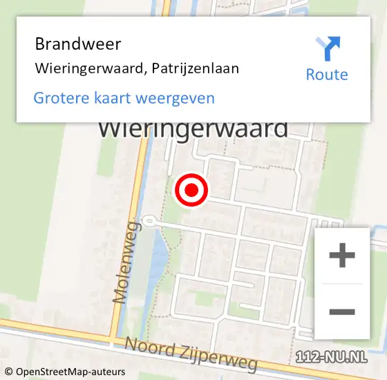 Locatie op kaart van de 112 melding: Brandweer Wieringerwaard, Patrijzenlaan op 20 juni 2014 09:33