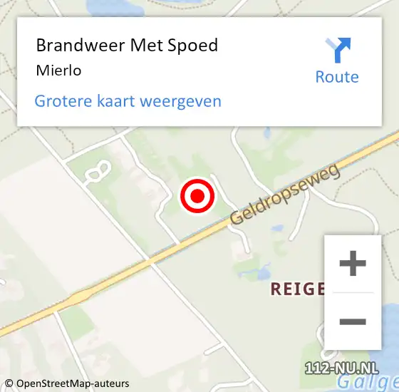 Locatie op kaart van de 112 melding: Brandweer Met Spoed Naar Mierlo op 19 augustus 2021 22:28