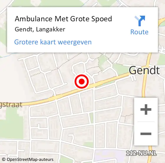 Locatie op kaart van de 112 melding: Ambulance Met Grote Spoed Naar Gendt, Langakker op 19 augustus 2021 22:30