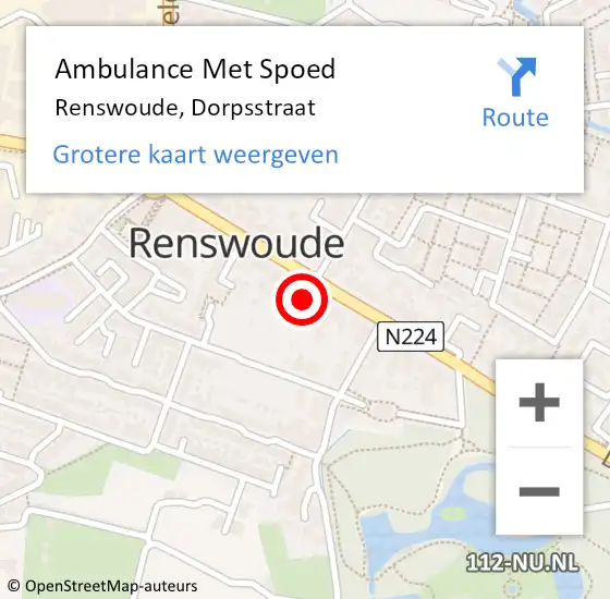 Locatie op kaart van de 112 melding: Ambulance Met Spoed Naar Renswoude, Dorpsstraat op 20 juni 2014 09:37