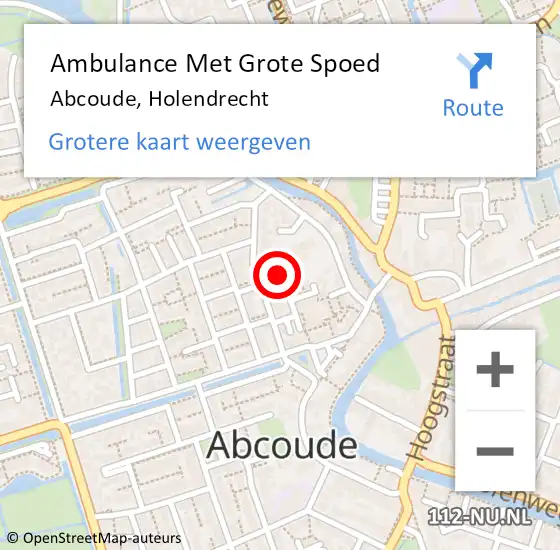 Locatie op kaart van de 112 melding: Ambulance Met Grote Spoed Naar Abcoude, Holendrecht op 19 augustus 2021 23:33