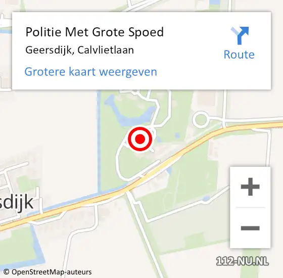 Locatie op kaart van de 112 melding: Politie Met Grote Spoed Naar Geersdijk, Calvlietlaan op 20 augustus 2021 00:23