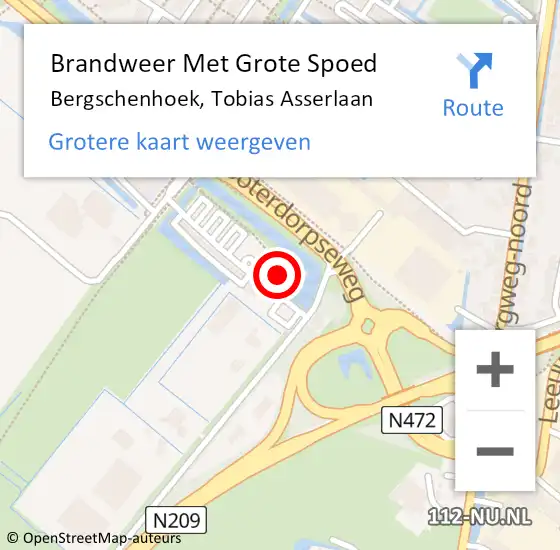 Locatie op kaart van de 112 melding: Brandweer Met Grote Spoed Naar Bergschenhoek, Tobias Asserlaan op 20 augustus 2021 01:11