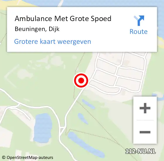 Locatie op kaart van de 112 melding: Ambulance Met Grote Spoed Naar Beuningen, Dijk op 20 augustus 2021 02:36