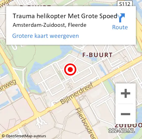 Locatie op kaart van de 112 melding: Trauma helikopter Met Grote Spoed Naar Amsterdam-Zuidoost, Fleerde op 20 augustus 2021 03:38