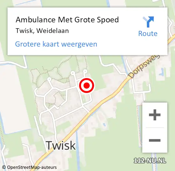 Locatie op kaart van de 112 melding: Ambulance Met Grote Spoed Naar Twisk, Weidelaan op 20 augustus 2021 03:56