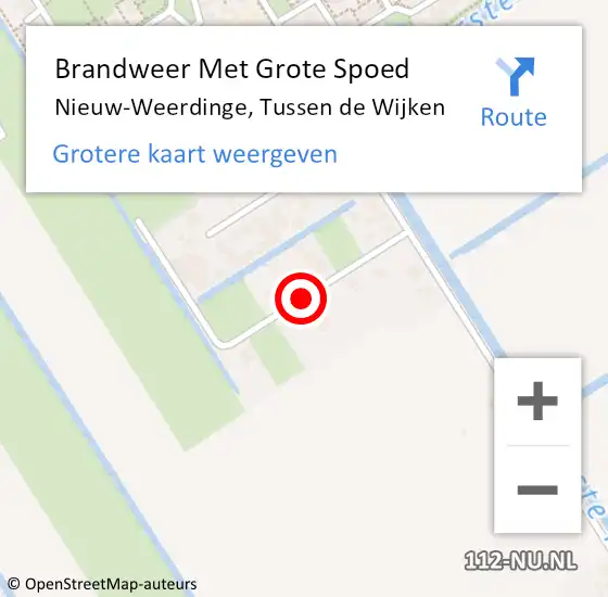 Locatie op kaart van de 112 melding: Brandweer Met Grote Spoed Naar Nieuw-Weerdinge, Tussen de Wijken op 20 augustus 2021 04:58