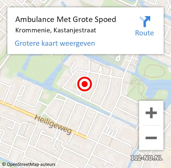 Locatie op kaart van de 112 melding: Ambulance Met Grote Spoed Naar Krommenie, Kastanjestraat op 20 augustus 2021 06:24