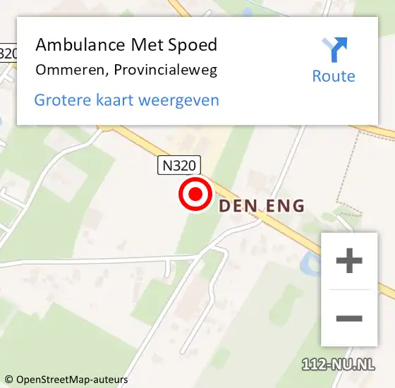 Locatie op kaart van de 112 melding: Ambulance Met Spoed Naar Ommeren, Provincialeweg op 20 augustus 2021 07:08