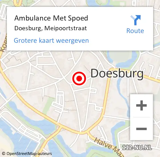 Locatie op kaart van de 112 melding: Ambulance Met Spoed Naar Doesburg, Meipoortstraat op 20 augustus 2021 07:18