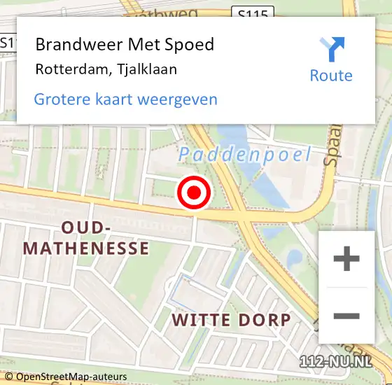Locatie op kaart van de 112 melding: Brandweer Met Spoed Naar Rotterdam, Tjalklaan op 20 augustus 2021 07:22