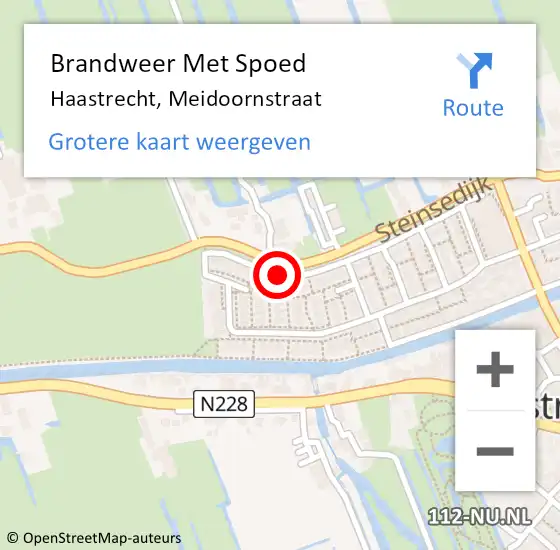 Locatie op kaart van de 112 melding: Brandweer Met Spoed Naar Haastrecht, Meidoornstraat op 20 augustus 2021 07:31