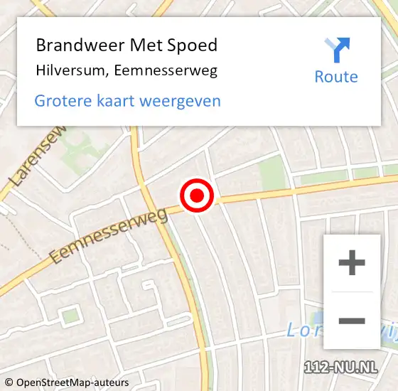 Locatie op kaart van de 112 melding: Brandweer Met Spoed Naar Hilversum, Eemnesserweg op 20 augustus 2021 07:41