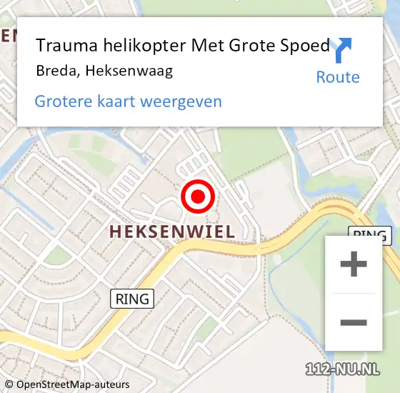 Locatie op kaart van de 112 melding: Trauma helikopter Met Grote Spoed Naar Breda, Heksenwaag op 20 augustus 2021 07:45