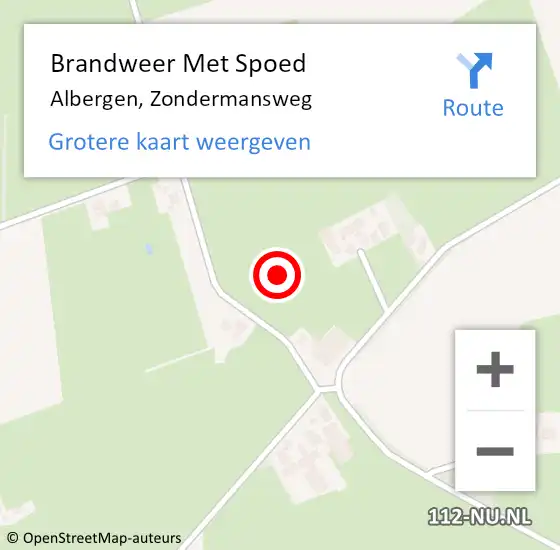 Locatie op kaart van de 112 melding: Brandweer Met Spoed Naar Albergen, Zondermansweg op 20 augustus 2021 08:07