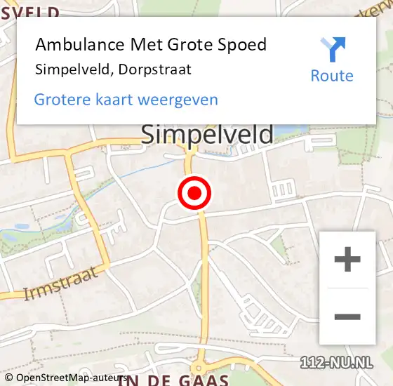 Locatie op kaart van de 112 melding: Ambulance Met Grote Spoed Naar Simpelveld, Dorpstraat op 20 juni 2014 09:58