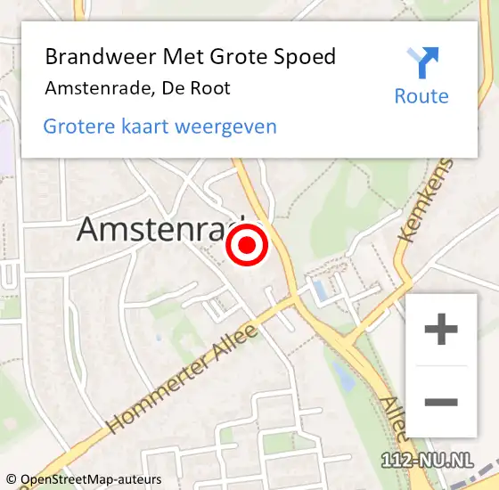 Locatie op kaart van de 112 melding: Brandweer Met Grote Spoed Naar Amstenrade, De Root op 20 augustus 2021 08:18