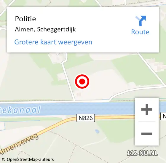 Locatie op kaart van de 112 melding: Politie Almen, Scheggertdijk op 20 augustus 2021 08:37