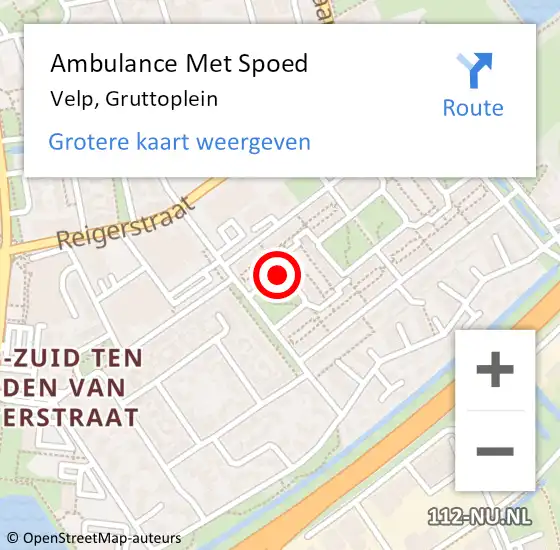 Locatie op kaart van de 112 melding: Ambulance Met Spoed Naar Velp, Gruttoplein op 20 augustus 2021 08:38