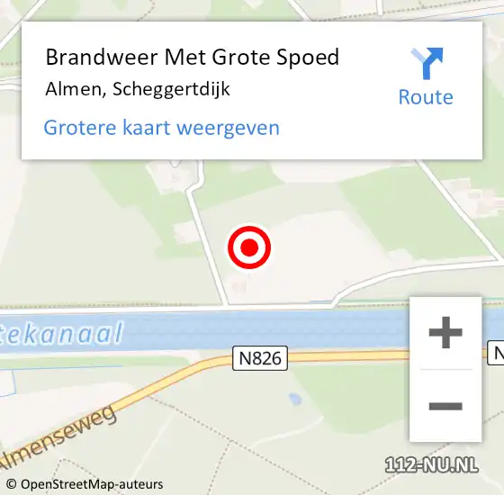 Locatie op kaart van de 112 melding: Brandweer Met Grote Spoed Naar Almen, Scheggertdijk op 20 augustus 2021 08:39