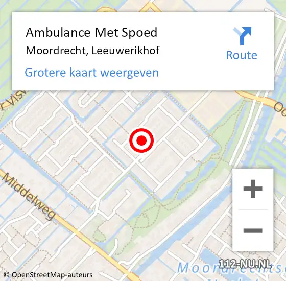 Locatie op kaart van de 112 melding: Ambulance Met Spoed Naar Moordrecht, Leeuwerikhof op 20 augustus 2021 08:49