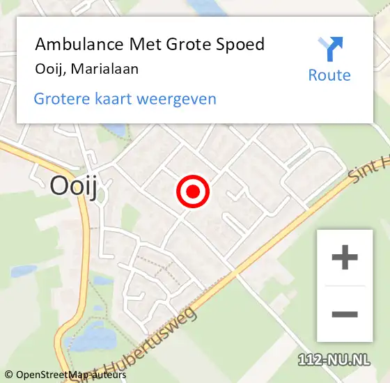 Locatie op kaart van de 112 melding: Ambulance Met Grote Spoed Naar Ooij, Marialaan op 20 augustus 2021 08:53